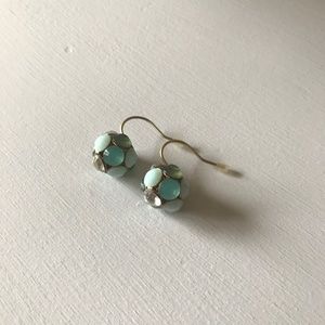 Teal and rhinestone drop earrings